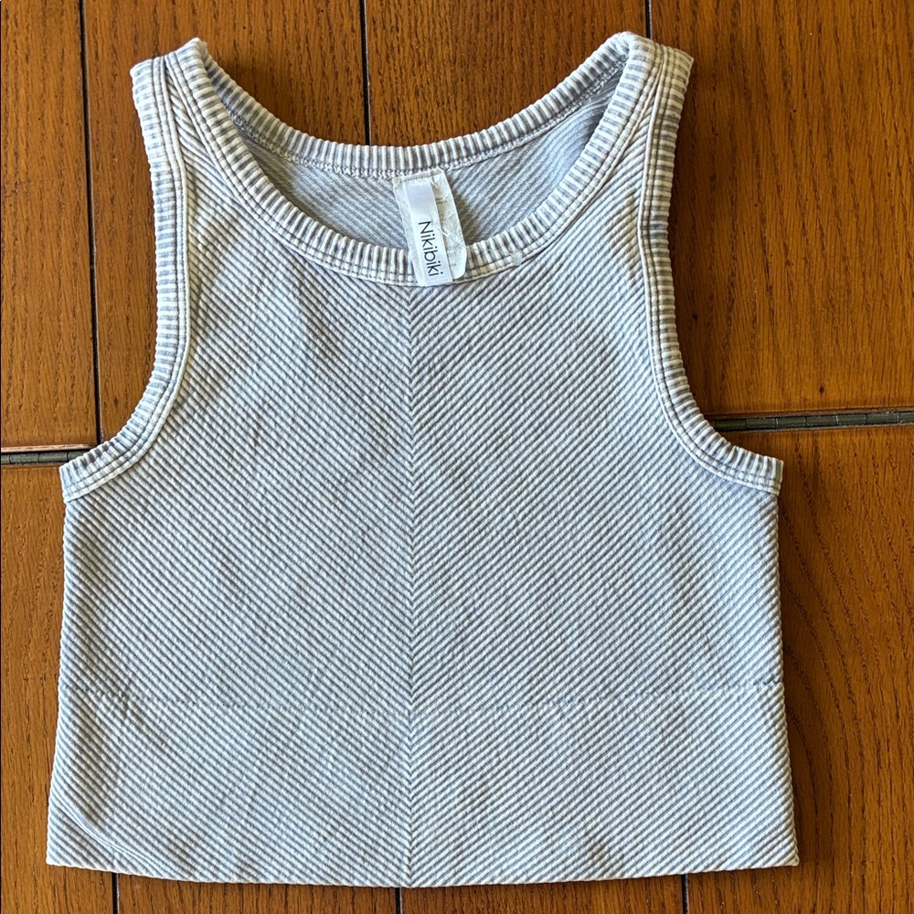 Nikibiki Light Gray Ribbed Crop Tank Top